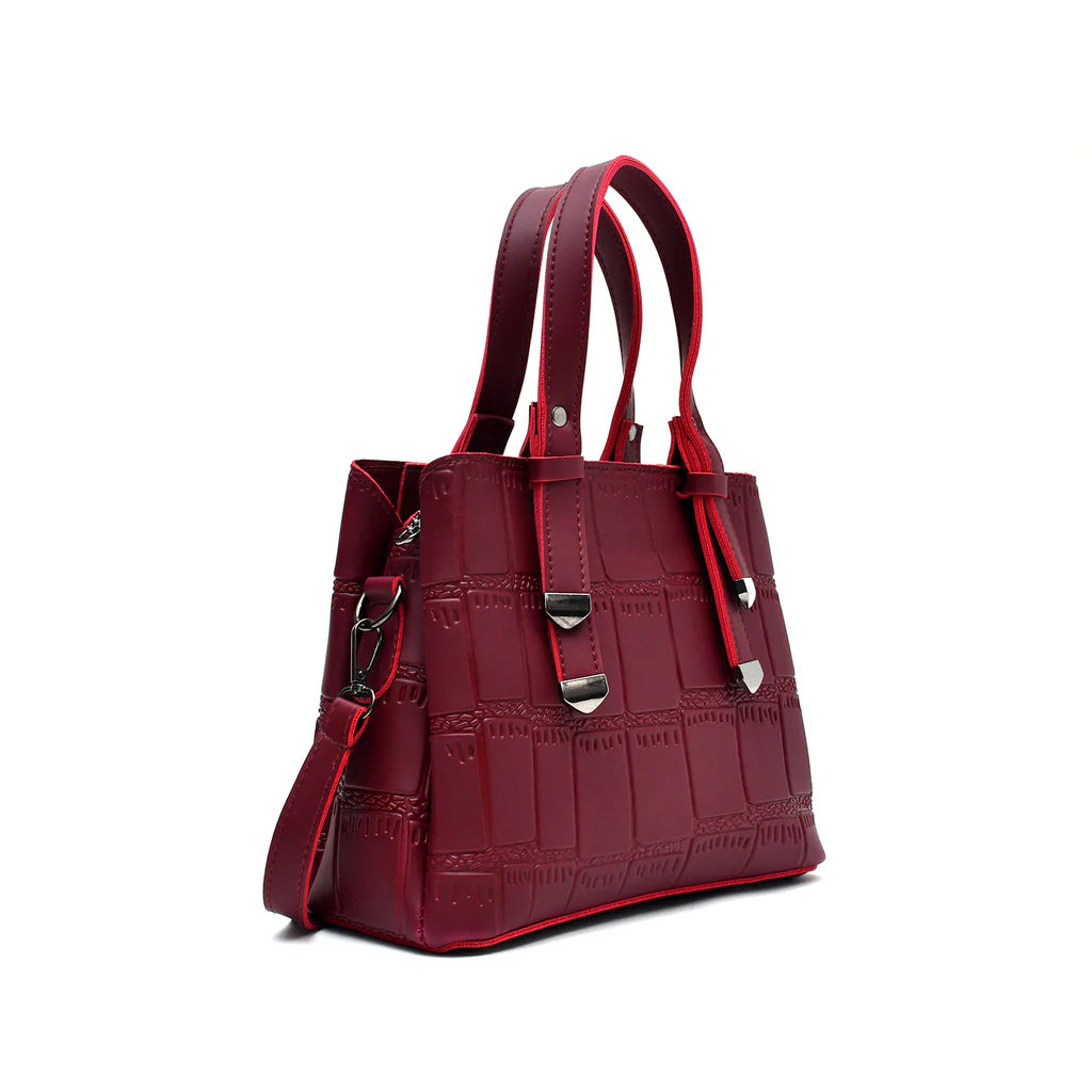 Crocodile Textured Handbag (Maroon)