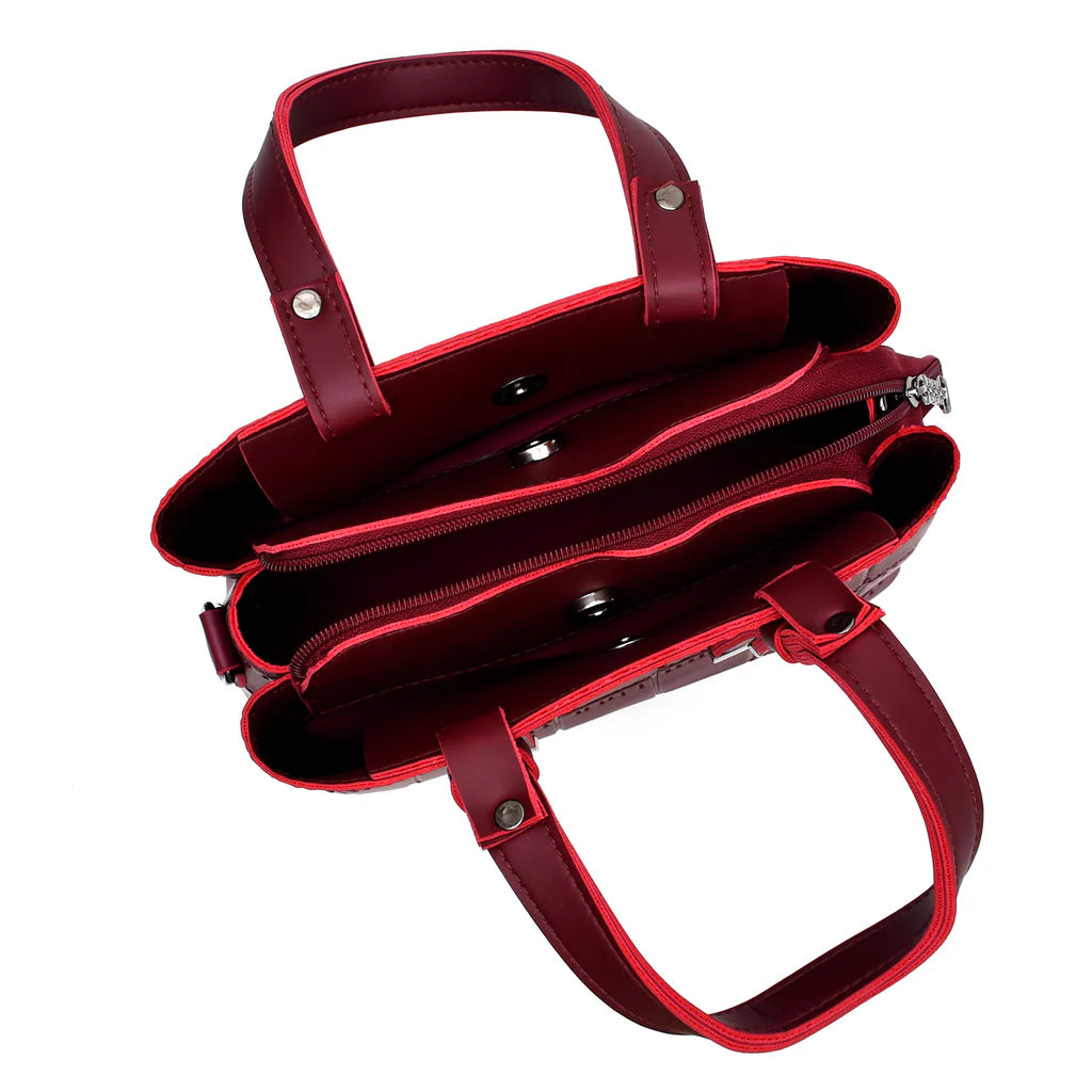 Crocodile Textured Handbag (Maroon)